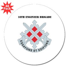 18EB - M01 - 01 - DUI - 18th Engineer Brigade with text 3" Lapel Sticker (48 pk)