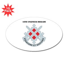 18EB - M01 - 01 - DUI - 18th Engineer Brigade with text Sticker (Oval 10 pk)
