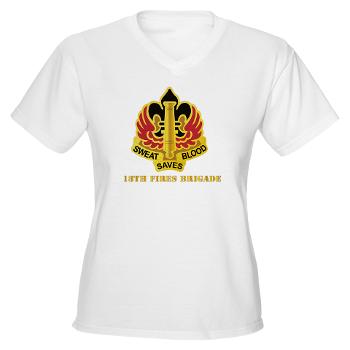 18FB - A01 - 04 - DUI - 18th Fires Brigade with Text Women's V-Neck T-Shirt