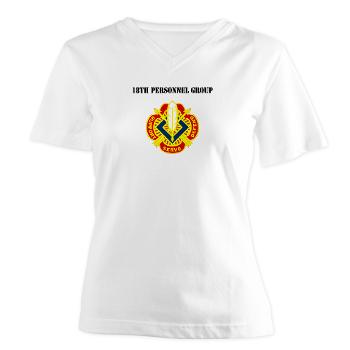 18PG - A01 - 04 - DUI - 18th Personnel Group with Text - Women's V-Neck T-Shirt