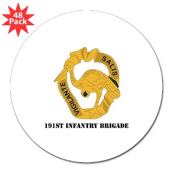 191IB - M01 - 01 - DUI - 191st Infantry Brigade with Text - 3" Lapel Sticker (48 pk)