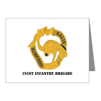 191IB - M01 - 02 - DUI - 191st Infantry Brigade with Text - Note Cards (Pk of 20) - Click Image to Close