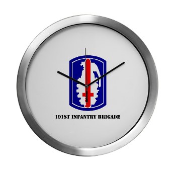 191IB - M01 - 03 - SSI - 191st Infantry Brigade with Text - Modern Wall Clock