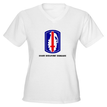 191IB - A01 - 04 - SSI - 191st Infantry Brigade with Text - Women's V-Neck T-Shirt - Click Image to Close