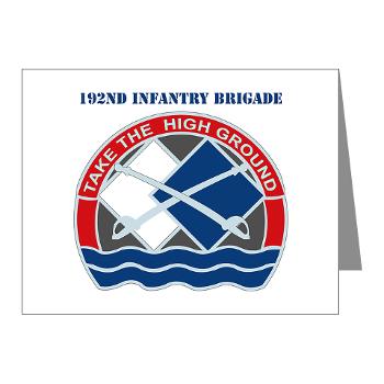 192IB - M01 - 02 - DUI - 192nd Infantry Brigade with Text Note Cards (Pk of 20) - Click Image to Close