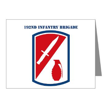 192IB - M01 - 02 - SSI - 192nd Infantry Brigade with text - Note Cards (Pk of 20) - Click Image to Close