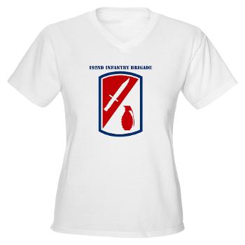 192IB - A01 - 04 - SSI - 192nd Infantry Brigade with text - Women's V-Neck T-Shirt - Click Image to Close