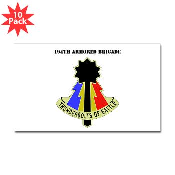 194AB - M01 - 01 - DUI - 194th Armored Brigade with text - Sticker (Rectangle 10 pk)
