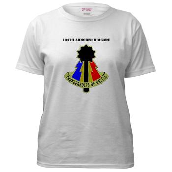 194AB - A01 - 04 - DUI - 194th Armored Brigade with text - Women's T-Shirt