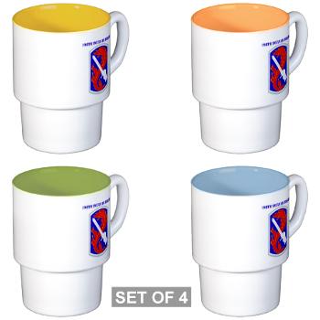 198IB - M01 - 03 - SSI - 198th Infantry Brigade with text - Stackable Mug Set (4 mugs)
