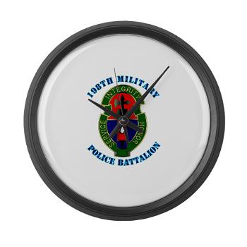 198MPB - M01 - 03 - 198th Military Police Battalion with Text - Large Wall Clock - Click Image to Close