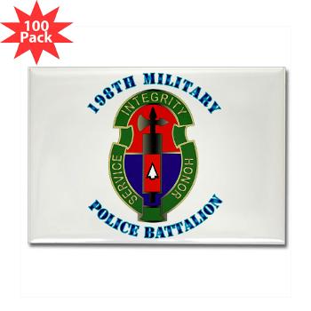 198MPB - M01 - 01 - 198th Military Police Battalion with Text - Rectangle Magnet (100 pack)