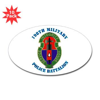 198MPB - M01 - 01 - 198th Military Police Battalion with Text - Sticker (Oval 10 pk)