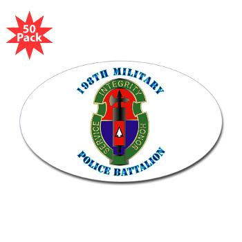 198MPB - M01 - 01 - 198th Military Police Battalion with Text - Sticker (Oval 50 pk)