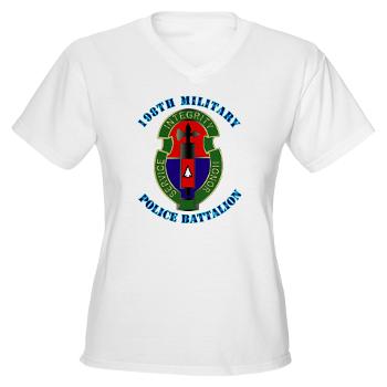 198MPB - A01 - 04 - 198th Military Police Battalion with Text - Women's V-Neck T-Shirt - Click Image to Close