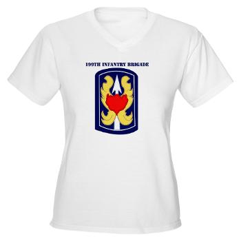 199IB - A01 - 01 - SSI - 199th Infantry Brigade with Text - Women's V-Neck T-Shirt