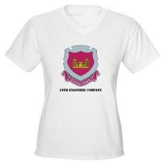 19EC - A01 - 04 - DUI - 19th Engineer Company with text Women's V-Neck T-Shirt