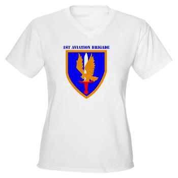 1AB - A01 - 04 - SSI - 1st Aviation Bde with text - Women's V-Neck T-Shirt