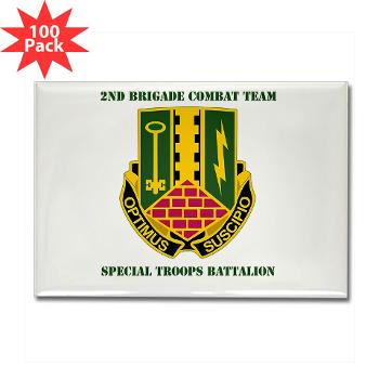 1AD2BCTSTB - A01 - 01 - DUI - 2nd BCT - Special Troops Bn with Text - Rectangle Magnet (100 pack) - Click Image to Close