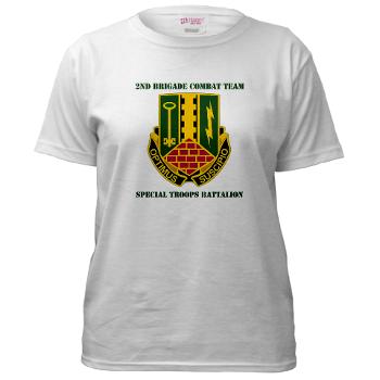 1AD2BCTSTB - A01 - 04 - DUI - 2nd BCT - Special Troops Bn with Text - Women's T-Shirt - Click Image to Close