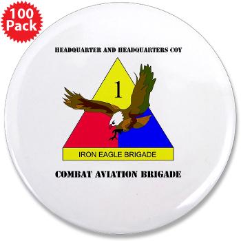1ADCABHHC - M01 - 01 - DUI - HQ & HQ Coy with Text - 3.5" Button (100 pack) - Click Image to Close