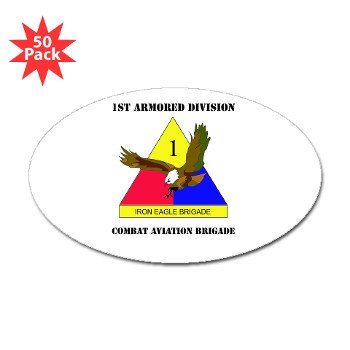 1ADCAB - M01 - 01 - DUI - Combat Avn Bde with Text Sticker (Oval 50 pk)
