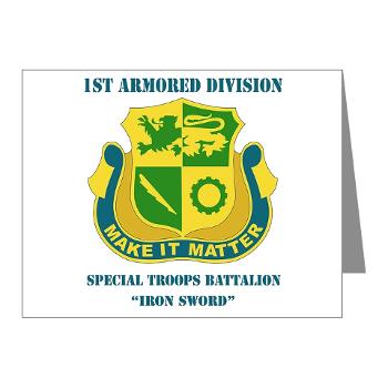1ADDSTB - M01 - 02 - DUI - Division - Special Troops Battalion with Text - Note Cards (Pk of 20)