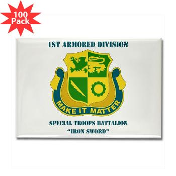 1ADDSTB - M01 - 01 - DUI - Division - Special Troops Battalion with Text - Rectangle Magnet (100 pack)