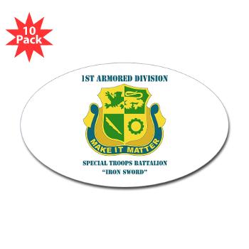 1ADDSTB - M01 - 01 - DUI - Division - Special Troops Battalion with Text - Sticker (Oval 10 pk) - Click Image to Close