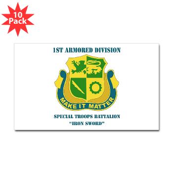 1ADDSTB - M01 - 01 - DUI - Division - Special Troops Battalion with Text - Sticker (Rectangle 10 pk) - Click Image to Close