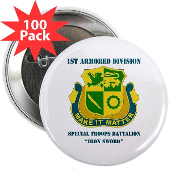 1ADSTBI - M01 - 01 - DUI - Div - Special Troops Bn with Text 2.25" Button (100 pack) - Click Image to Close