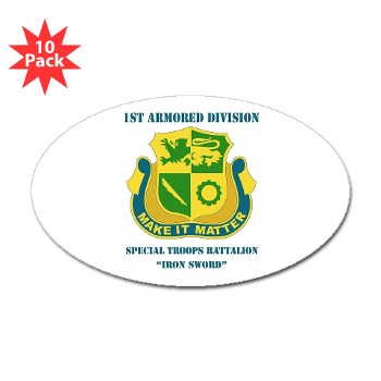 1ADSTBI - M01 - 01 - DUI - Div - Special Troops Bn with Text Sticker (Oval 10 pk) - Click Image to Close