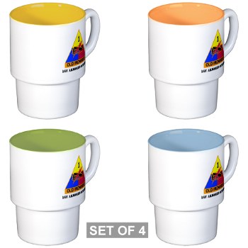 1AD - M01 - 03 - DUI - 1st Armored Division With Text Stackable Mug Set (4 mugs) - Click Image to Close