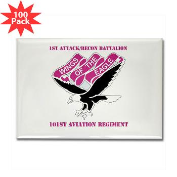 1ARB101AR - M01 - 01 - DUI - 1st Attack/Recon Battalion - 101st Aviation Regiment with Text - Rectangle Magnet (100 pack)