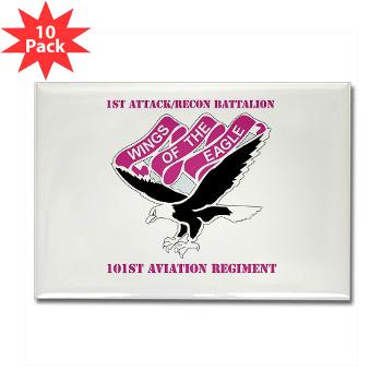 1ARB101AR - M01 - 01 - DUI - 1st Attack/Recon Battalion - 101st Aviation Regiment with Text - Rectangle Magnet (10 pack)