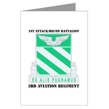 1ARB3AR - M01 - 02 - DUI - 1st Attack/Recon Bn- 3rd Aviation Regiment with text - Greeting Cards (Pk of 20) - Click Image to Close