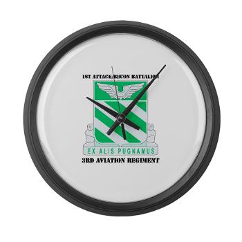 1ARB3AR - M01 - 03 - DUI - 1st Attack/Recon Bn- 3rd Aviation Regiment with text - Large Wall Clock