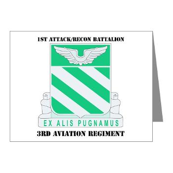 1ARB3AR - M01 - 02 - DUI - 1st Attack/Recon Bn- 3rd Aviation Regiment with text - Note Cards (Pk of 20)