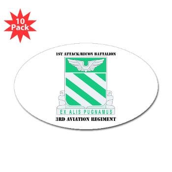 1ARB3AR - M01 - 01 - DUI - 1st Attack/Recon Bn- 3rd Aviation Regiment with text - Sticker (Oval 10 pk)