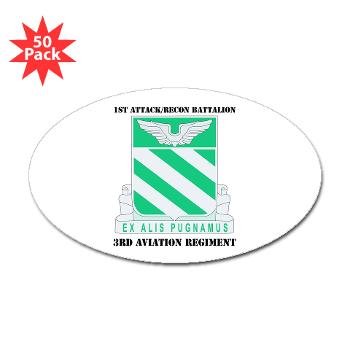 1ARB3AR - M01 - 01 - DUI - 1st Attack/Recon Bn- 3rd Aviation Regiment with text - Sticker (Oval 50 pk) - Click Image to Close