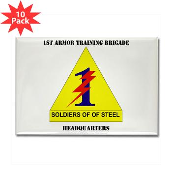 1ATBH - M01 - 01 - DUI - 1st Armor Training Brigade Headquarters with Text - Rectangle Magnet (10 pack)