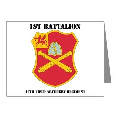 1B10FAR - M01 - 02 - DUI - 1st Bn - 10th Field Artillery Regt with Text Note Cards (Pk of 20)