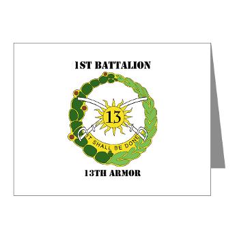 1B13A - M01 - 02 - DUI - 1st Battalion, 13th Armor with Text - Note Cards (Pk of 20)