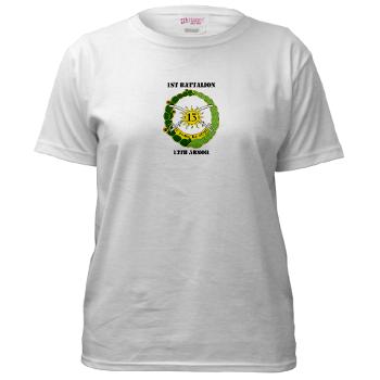 1B13A - A01 - 04 - DUI - 1st Battalion, 13th Armor with Text - Women's T-Shirt