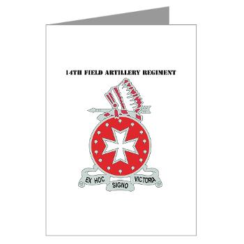 1B14FAR - M01 - 02 - DUI - 1st Bn - 14th FA Regt with Text - Greeting Cards (Pk of 10)