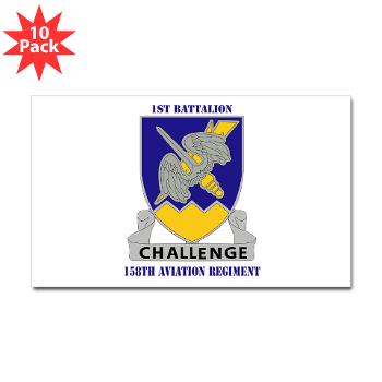 1B158AR - M01 - 01 - DUI - 1st Battalion,158th Aviation Regiment with Text - Sticker (Rectangle 10 pk) - Click Image to Close