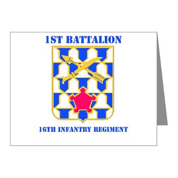 1B16IR - M01 - 02 - DUI - 1st Bn - 16th Infantry Regt with Text - Note Cards (Pk of 20) - Click Image to Close