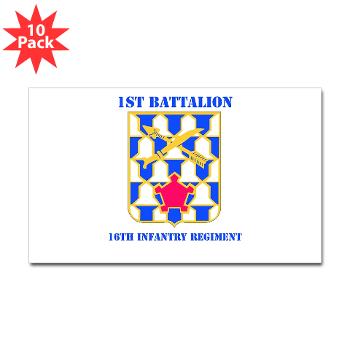 1B16IR - M01 - 01 - DUI - 1st Bn - 16th Infantry Regt with Text - Sticker (Rectangle 10 pk) - Click Image to Close