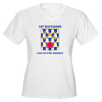 1B16IR - A01 - 04 - DUI - 1st Bn - 16th Infantry Regt with Text - Women's V-Neck T-Shirt - Click Image to Close