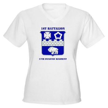 1B17IR - A01 - 04 - DUI - 1st Bn - 17th Infantry Regt with Text - Women's V-Neck T-Shirt - Click Image to Close